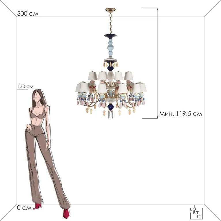 Подвесная люстра Loft IT Grace 10203/12+8 Mult в Нижнем Новгороде