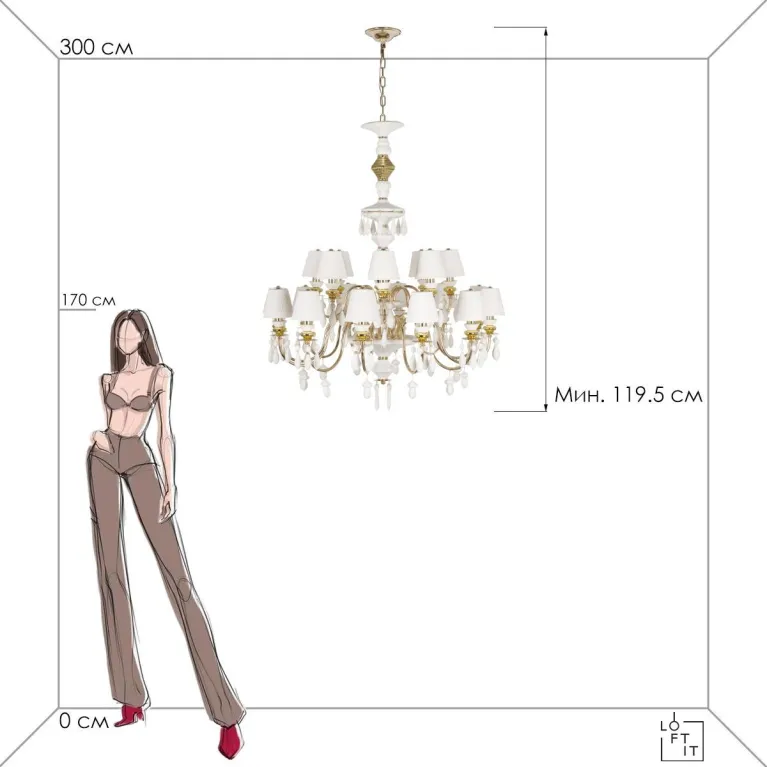 Подвесная люстра Loft IT Grace 10203/12+8 White в Нижнем Новгороде