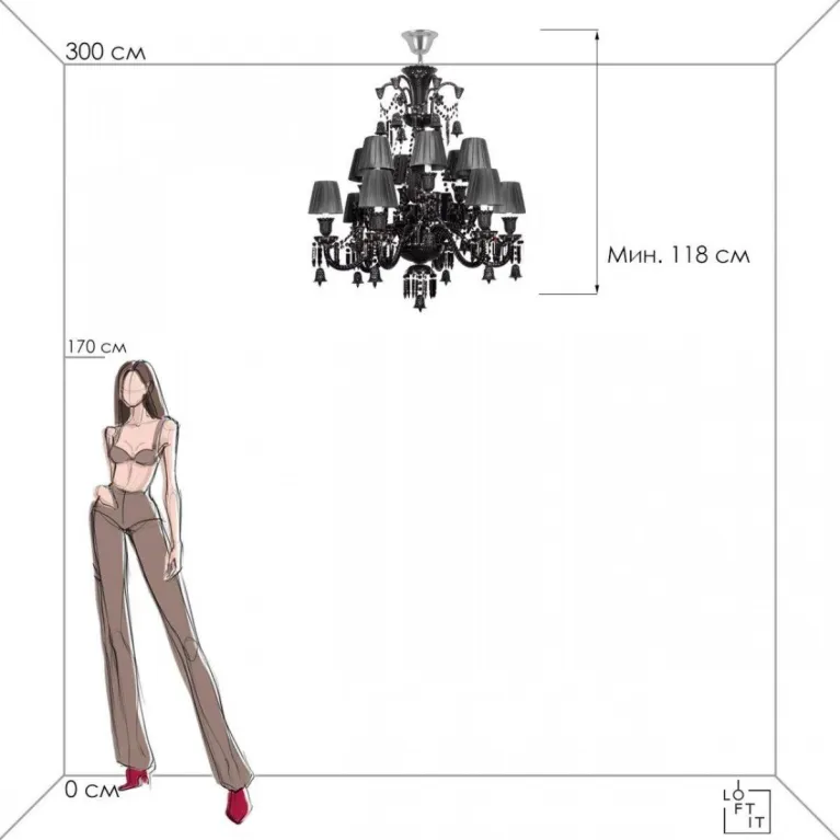 Подвесная люстра Loft IT Zenith 10210/12 Black в Нижнем Новгороде