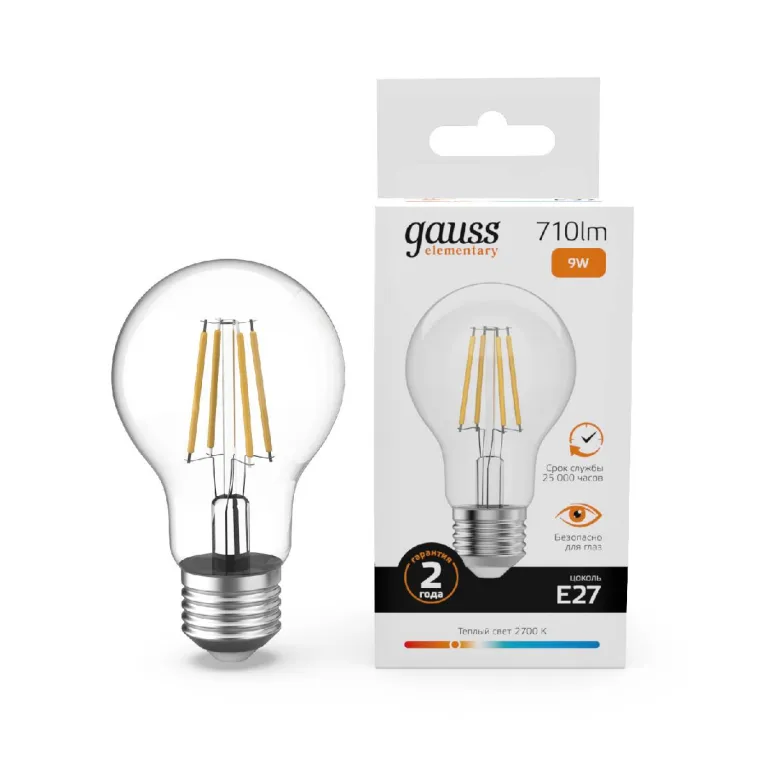 Лампа светодиодная Gauss Filament Elementary E27 9W 2700K 22219 в Нижнем Новгороде