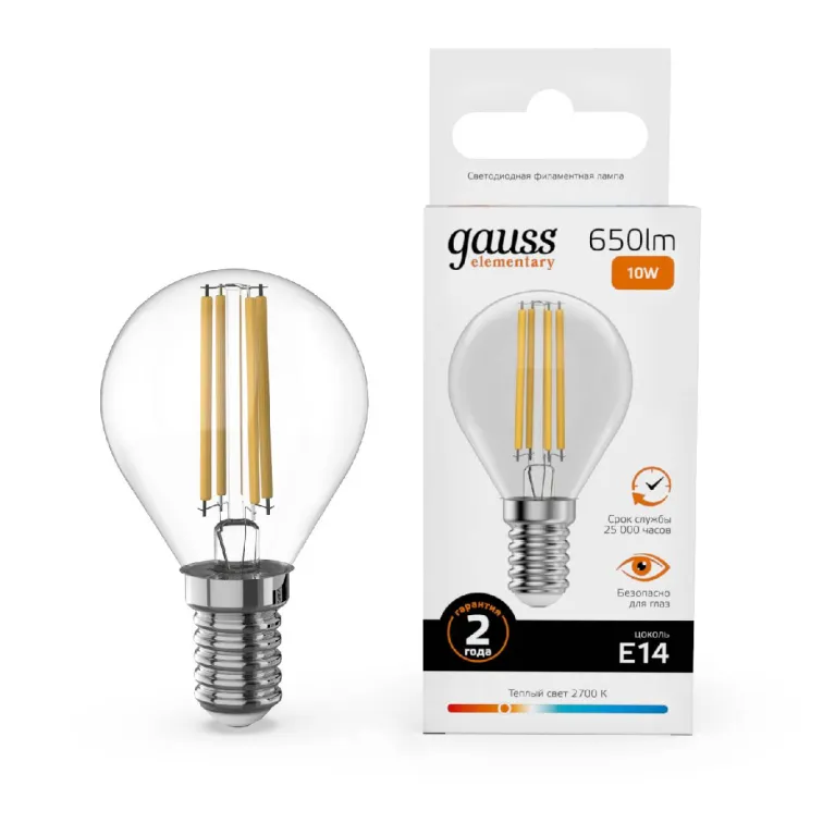 Лампа светодиодная Gauss Filament Elementary E14 10W 2700K 52110 в Нижнем Новгороде