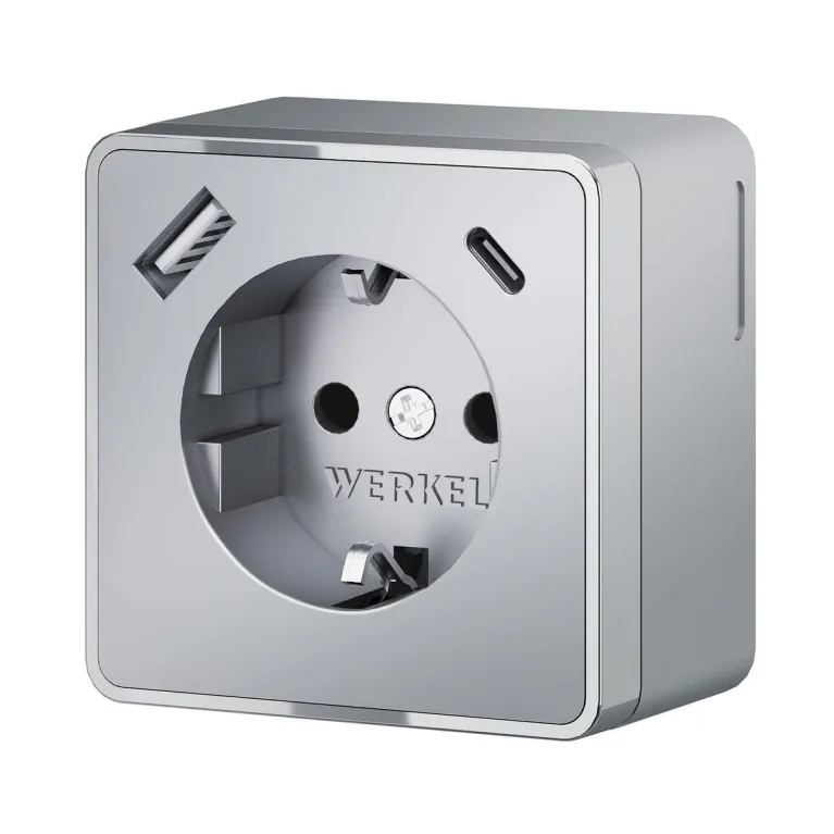 Розетка с заземлением, шторками и USB тип A+C Werkel Gallant серебряный W5071706 4690389179624 в Нижнем Новгороде