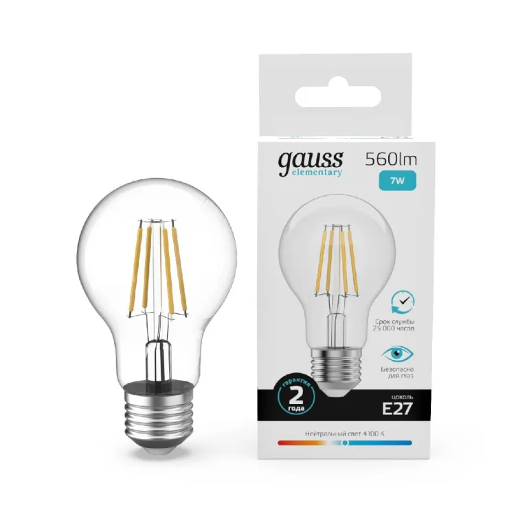 Лампа светодиодная Gauss Filament Elementary E27 7W 4100K 22227 в Нижнем Новгороде