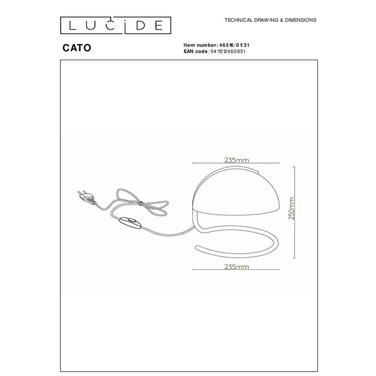 Настольная лампа Lucide Cato 46516/01/31 в Нижнем Новгороде