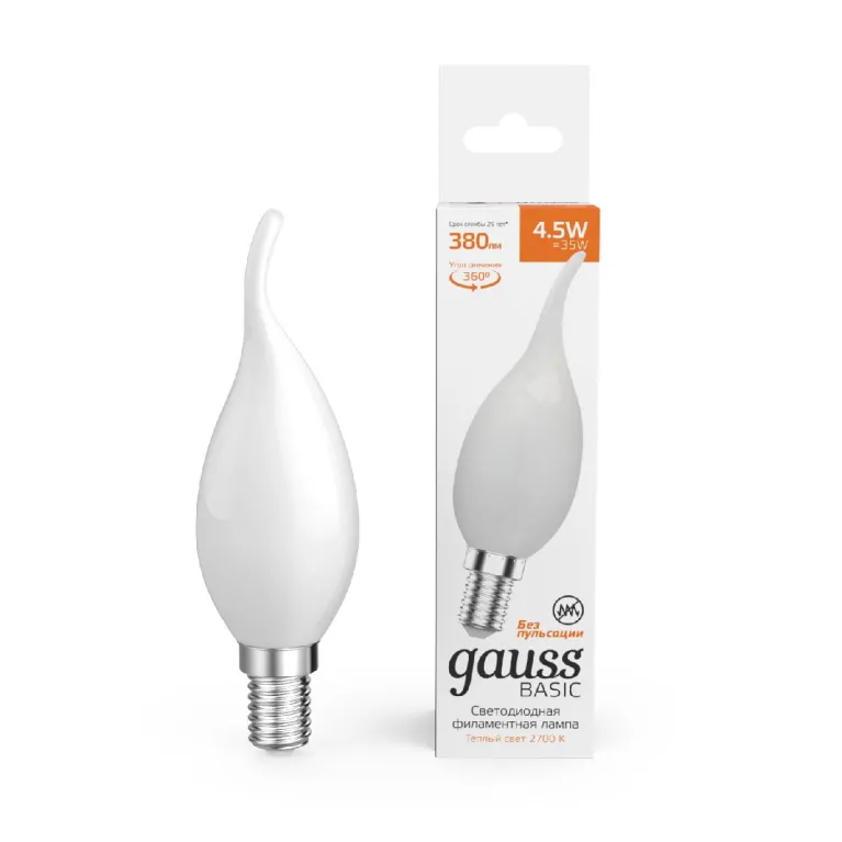 Светодиодная филаментная лампа Gauss Basic Filament Е14 4,5W 2700K 1045115 в Нижнем Новгороде