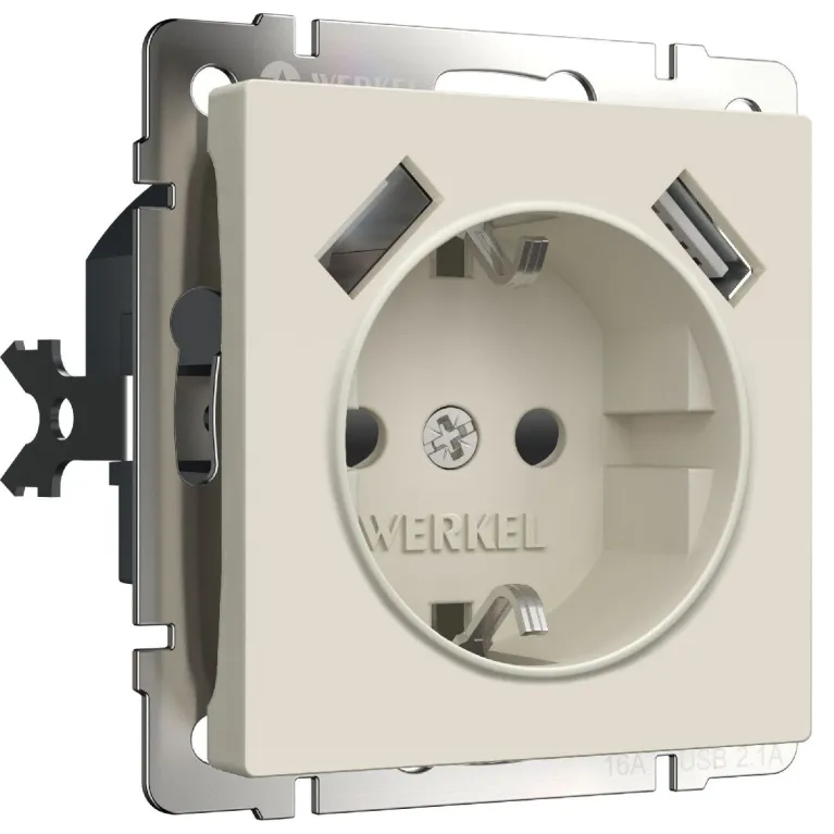 Розетка с заземлением, шторками и USBх2 Werkel 4690389192005 W1171562 a062426 в Нижнем Новгороде