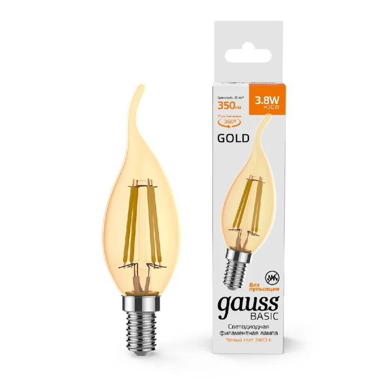 Светодиодная филаментная лампа Gauss Basic Filament E14 3,8W 2400K 1047154 в Нижнем Новгороде