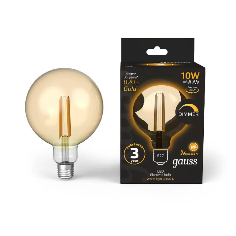 Светодиодная филаментная лампа Gauss Filament E27 10W 2400K 158802010-D в Нижнем Новгороде