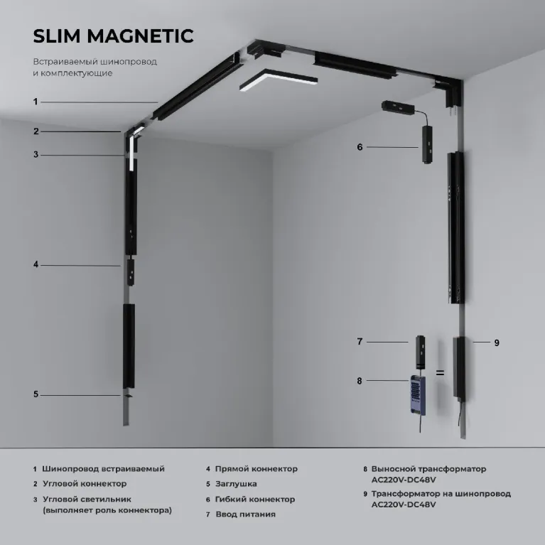 Коннектор угловой внутренний для встраиваемого шинопровода Elektrostandard Slim Magnetic 46903892067 в Нижнем Новгороде