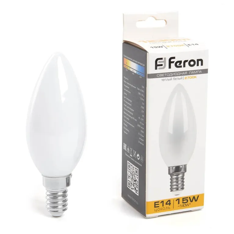 Лампа светодиодная Feron E14 15W 2700K Свеча Матовая 38255 в Нижнем Новгороде