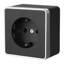Розетка с заземлением и шторками Werkel Gallant черный/хром W5071135 4690389164576