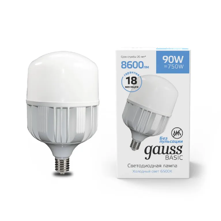 Лампа светодиодная сверхмощная Gauss E40 90W 6500К матовая 11734392 в Нижнем Новгороде