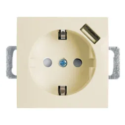 Розетка Feron Stekker Эрна c/з 16A 250V с защитной шторкой и с USB слоновая кость PST16-9111-02 3932