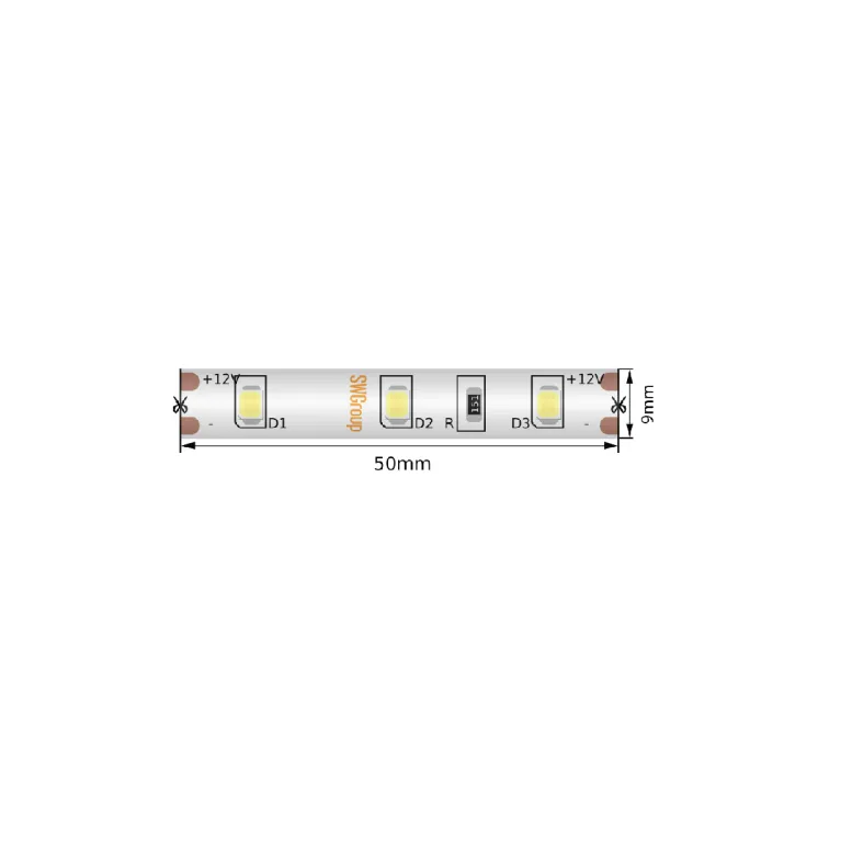 Светодиодная лента SWG Standard 12В 2835 4,8Вт/м 2700-3200K 5м IP66 SWG260-12-4.8-WW-66-M 019158 в Нижнем Новгороде