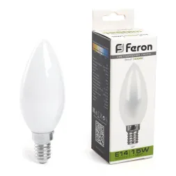 Лампа светодиодная Feron E14 15W 4000K Свеча Матовая 38257