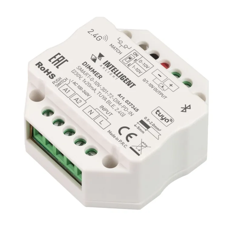 Диммер Arlight SMART-0-10V-301-72-DIM-PD-IN (230V, 1x20mA, TUYA BLE, 2.4G) 037345 в Нижнем Новгороде