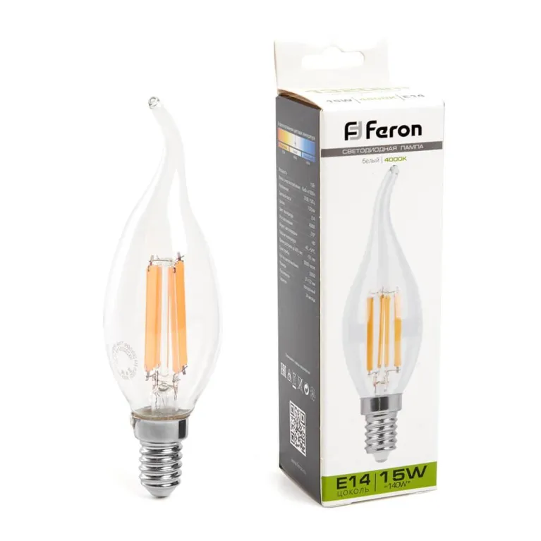Лампа светодиодная Feron E14 15W 4000K Свеча на ветру Матовая 38263 в Нижнем Новгороде