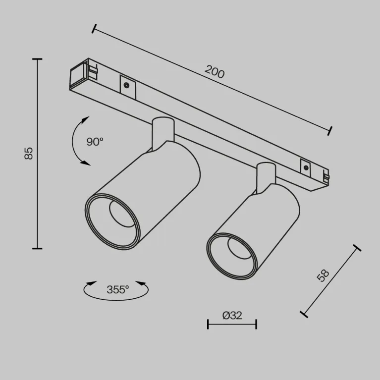 Трековый магнитный светильник Maytoni Focus Duo TR176-1-2X5WTW-M-B в Нижнем Новгороде