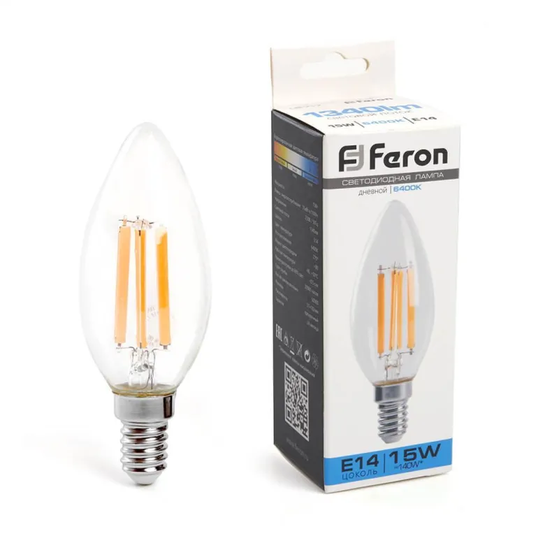 Лампа светодиодная Feron E14 15W 6400K Свеча Матовая 38259 в Нижнем Новгороде