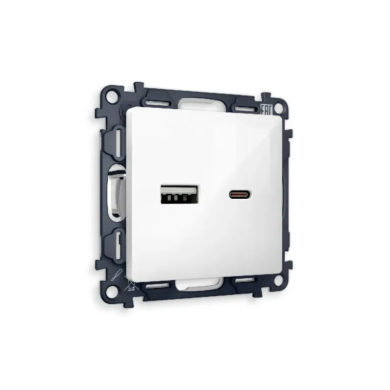 Комплект механизма розетки 2USB A+C 20W (быстрая зарядка) Ambrella Volt Alfa MA111010 в Нижнем Новгороде