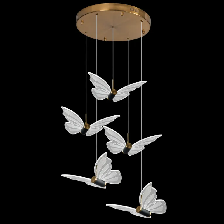 Подвесная люстра Natali Kovaltseva Butterflies LED LAMPS 81365 GOLD в Нижнем Новгороде