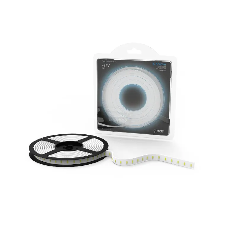 Светодиодная лента Gauss 24В 2835 6,5Вт/м 5000K 5м IP20 312000265 в Нижнем Новгороде