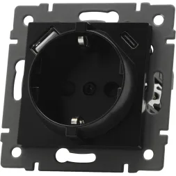 Механизм розетки с USB зарядкой Arlight SCT-MUAC-PL-BK-V (250V, 16A) 049830