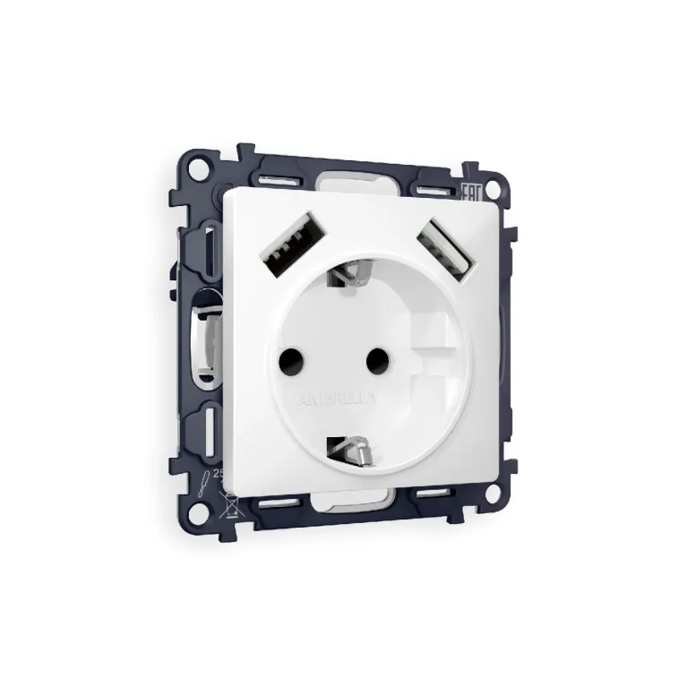 Комплект механизма розетки 2USB A+A 18W (быстрая зарядка) с/з Ambrella Volt Alfa MA129010 в Нижнем Новгороде