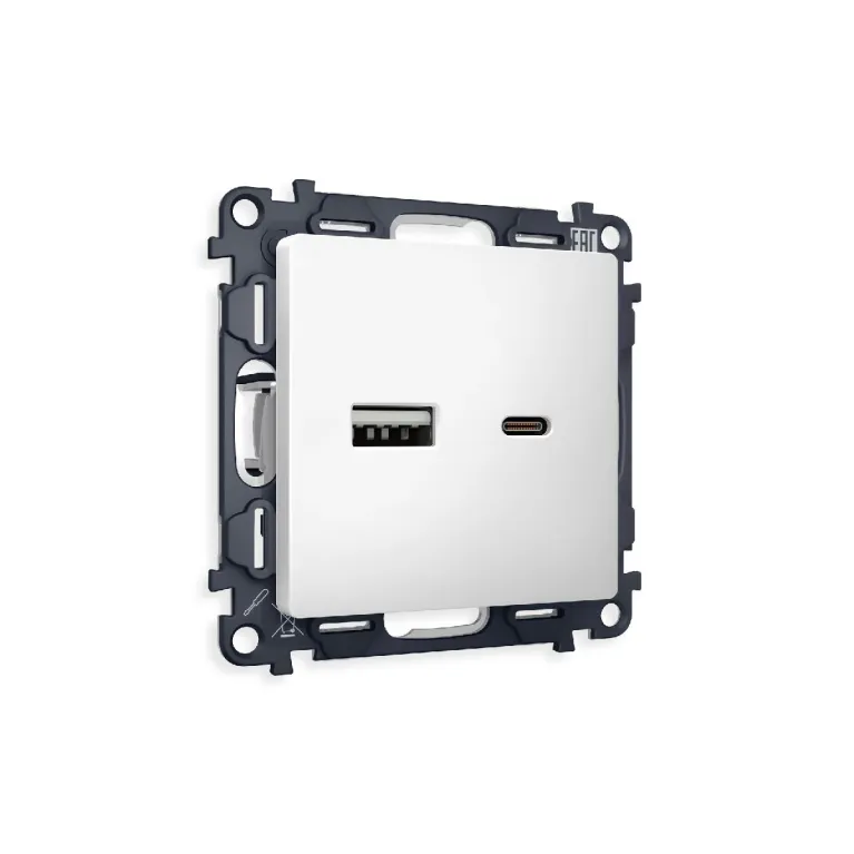 Комплект механизма розетки 2USB A+C 20W (быстрая зарядка) Ambrella Volt Alfa MA131010 в Нижнем Новгороде