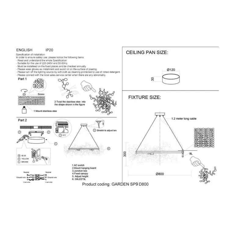 Подвесная люстра Crystal Lux GARDEN SP9 D800 CHROME в Нижнем Новгороде