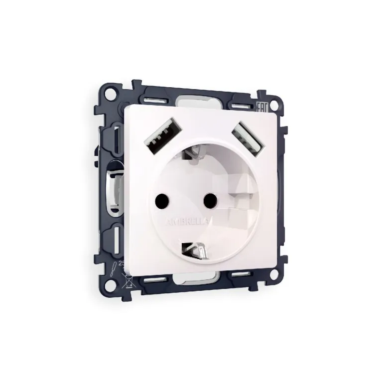 Комплект механизма розетки 2USB A+A 18W (быстрая зарядка) с/з Ambrella Volt Alfa MA209010 в Нижнем Новгороде