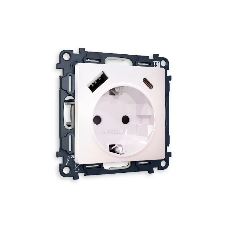 Комплект механизма розетки 2USB A+C 20W (быстрая зарядка) с/з Ambrella Volt Alfa MA210010 в Нижнем Новгороде