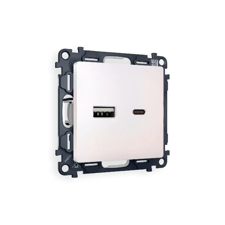 Комплект механизма розетки 2USB A+C 20W (быстрая зарядка) Ambrella Volt Alfa MA211010 в Нижнем Новгороде