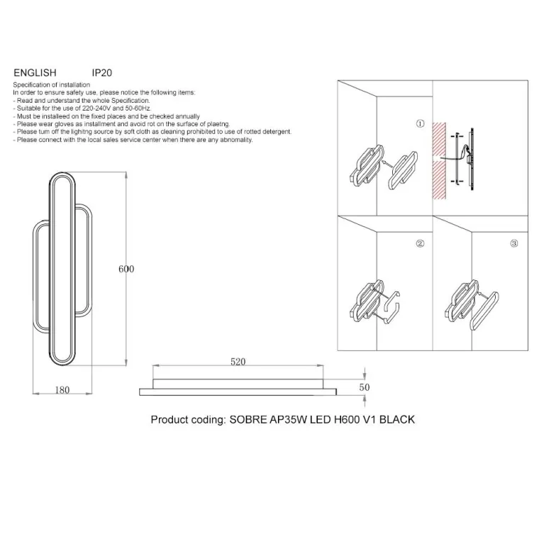 Бра Crystal Lux Sobre Ap35W Led H600 V1 Black в Нижнем Новгороде