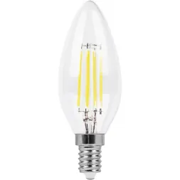 Лампа светодиодная филаментная Feron E14 11W 4000K Свеча Прозрачная LB-713 38008