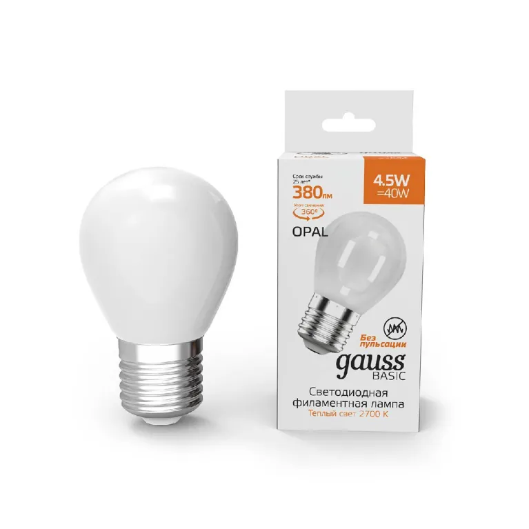 Лампа светодиодная филаментная Gauss E27 4,5W 2700К матовая 1055215 в Нижнем Новгороде