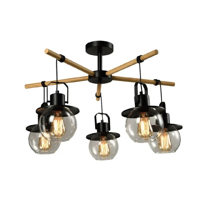Подвесная люстра IMEX Freedom MD.23044-5-S-BK+WOOD в Нижнем Новгороде