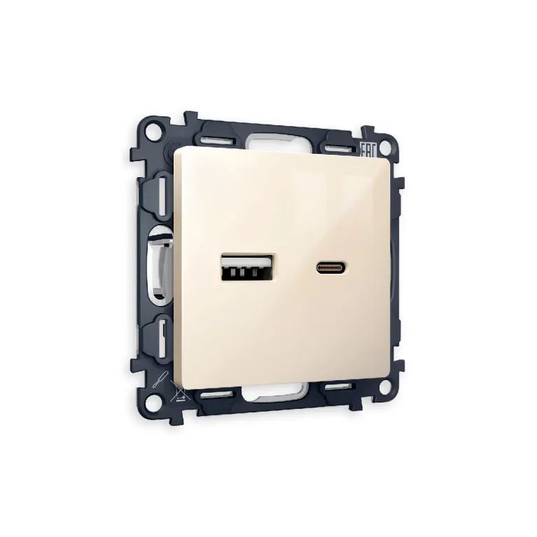 Комплект механизма розетки 2USB A+C 20W (быстрая зарядка) Ambrella Volt Alfa MA311010 в Нижнем Новгороде