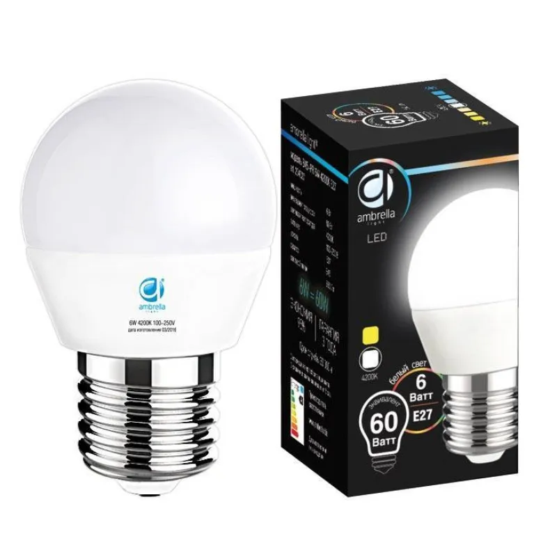 Лампа светодиодная Ambrella light E27 6W 4200K белая 204027 в Нижнем Новгороде