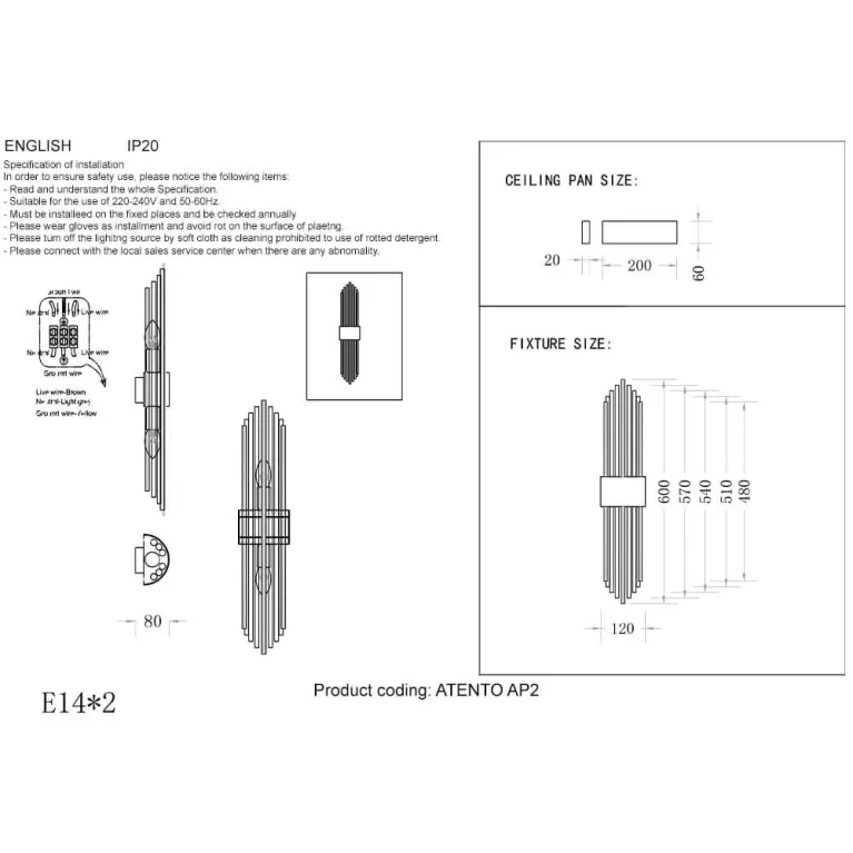 Настенный светильник Crystal Lux Atento AP2 Chrome/Transparente в Нижнем Новгороде
