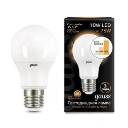 Лампа светодиодная диммируемая Gauss E27 10W 2700K матовая 102502110-S