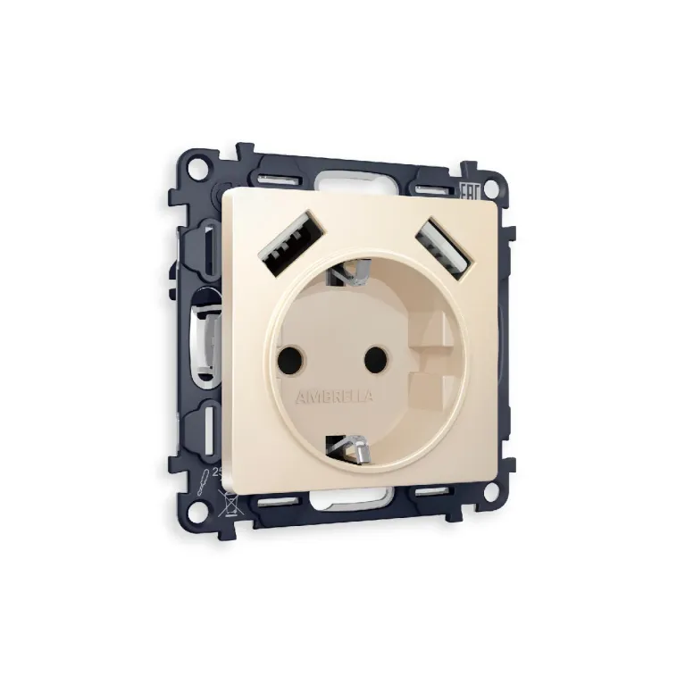 Комплект механизма розетки 2USB A+A 18W (быстрая зарядка) с/з Ambrella Volt Alfa MA329010 в Нижнем Новгороде