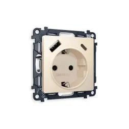 Комплект механизма розетки 2USB A+C 20W (быстрая зарядка) с/з Ambrella Volt Alfa MA330010