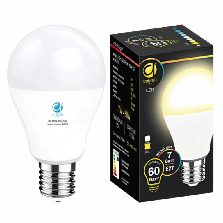 Лампа светодиодная Ambrella light E27 7W 3000K белая 209127 в Нижнем Новгороде