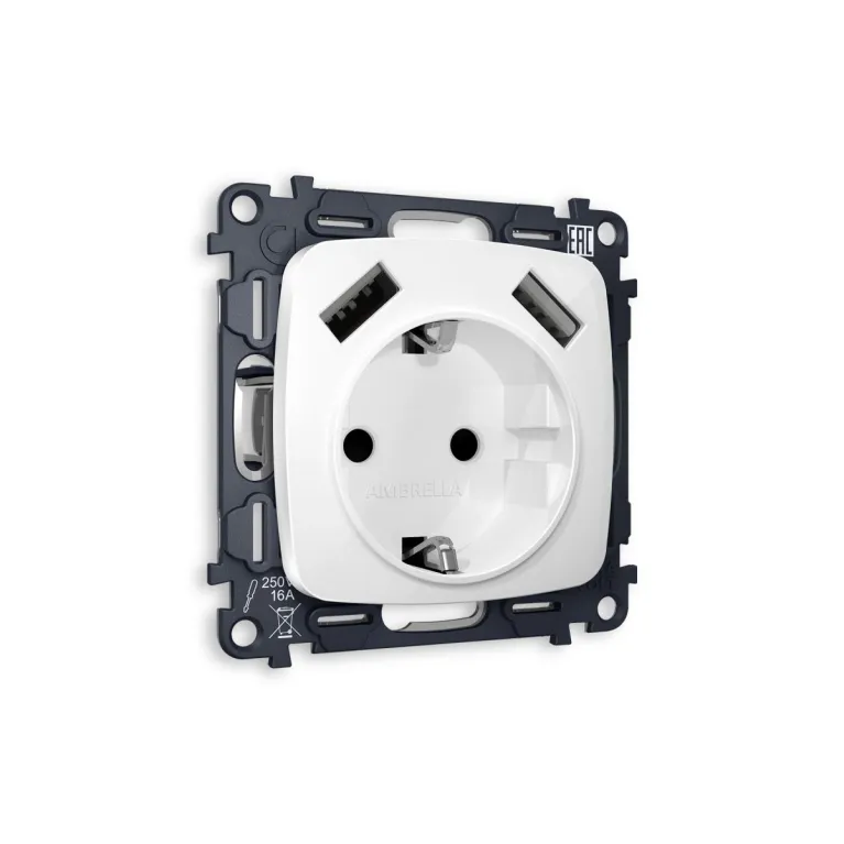 Комплект механизма электрической розетки USB A+A 18W Ambrella Volt Omega (OP1090, VM155) MO109010 в Нижнем Новгороде