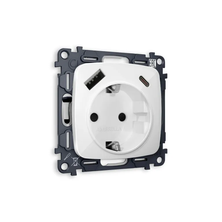Комплект механизма электрической розетки USB A+C 20W Ambrella Volt Omega (OP1100, VM160) MO110010 в Нижнем Новгороде