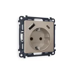 Комплект механизма розетки 2USB A+C 20W (быстрая зарядка) с/з Ambrella Volt Alfa MA370010