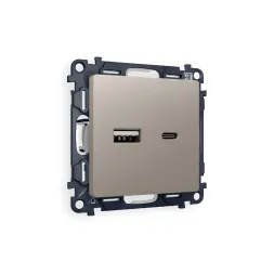 Комплект механизма розетки 2USB A+C 20W (быстрая зарядка) Ambrella Volt Alfa MA371010
