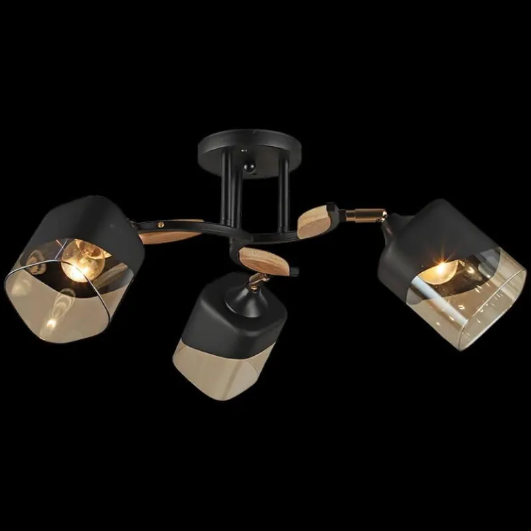 Потолочная люстра Reluce 04868-0.3-03 BK+WOOD в Нижнем Новгороде