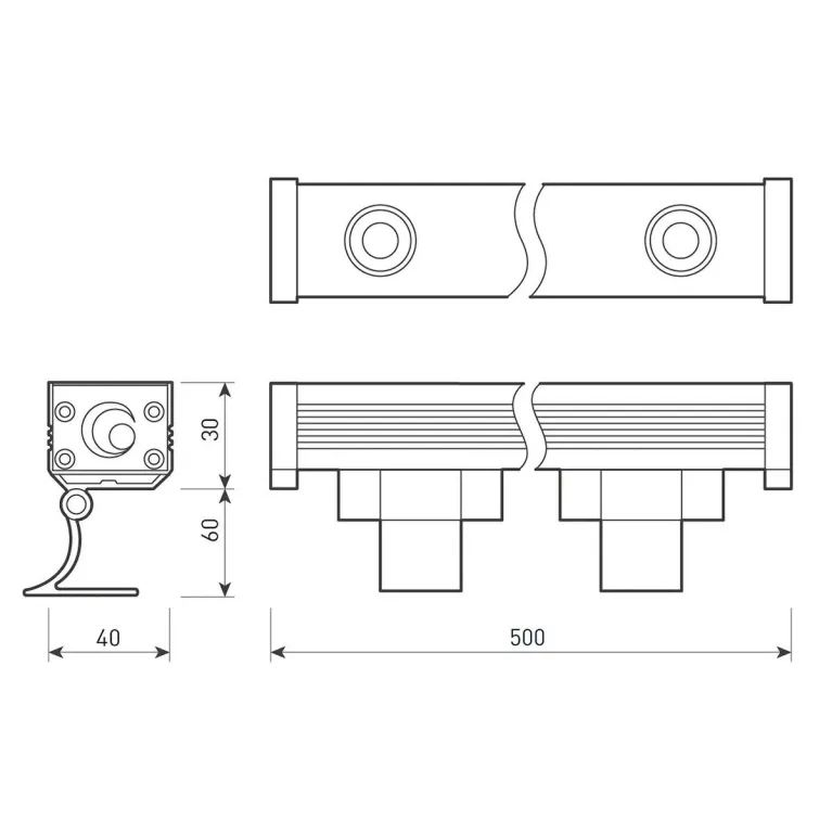 Линейный светодиодный прожектор Arlight AR-LINE-500-12W Warm3000 (GR, 15x60 deg, 230V) 041726 в Нижнем Новгороде